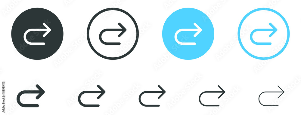 Aufkleber return icon redo arrow turn right symbols direction icons