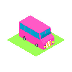flat pink car illustration vector