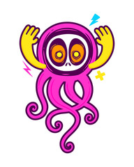 cute octopus monster character vector