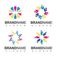 People Logo Bundle, Society, Teamwork And Community Symbol