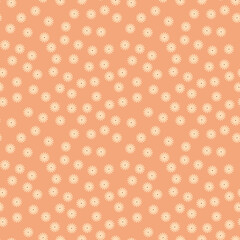 Floral Seamless Vector Pattern with Retro Vibes. Cute Simple Flowers in Mid-Century Modern Style. Warm Light Peach and Beige Colors  