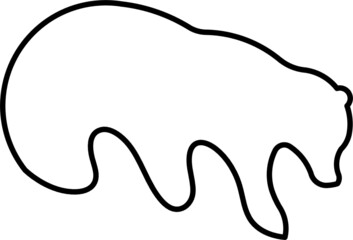 Graphic sign of a big bear. linear shape of the animal