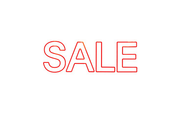 Red sale sign isolated on white background with clipping path, for wallpaper, texture, backdrop or background.