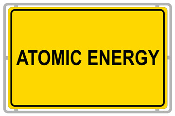 Sign Atomic Energy isolated against white background