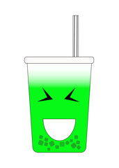 Cute doodle character of colorful soft drink glass