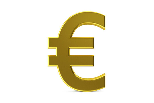 Golden euro symbol. Euro sign. 3D euro sign. 3D illustration.