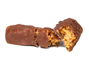 Energy chocolate bar snack isolated on the white