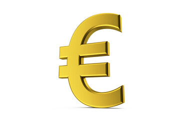 Golden euro symbol. Euro sign. 3D euro sign. 3D illustration.