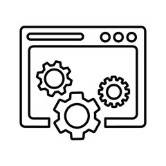 Browser, gear, setting line icon. Outline vector.