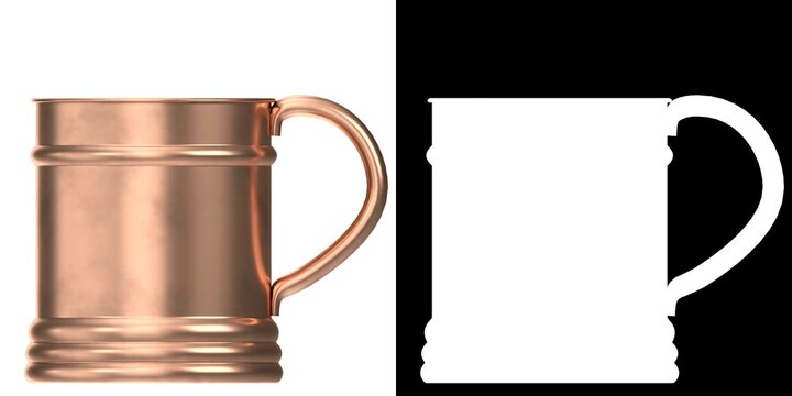 3D rendering illustration of a pure copper tall tea cup