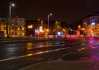 Haltestelle Westplatz Leipzig nacht fantastic light at night, Leipzig in Germany