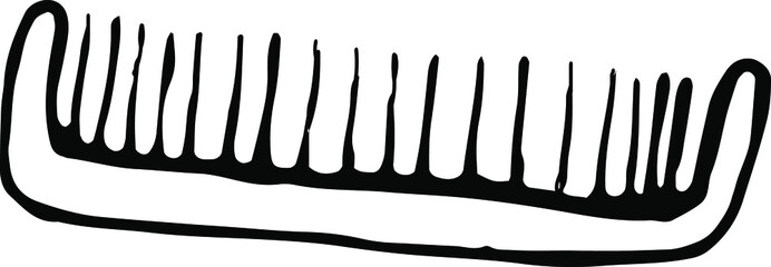 hair comb, vector, drawn by pen