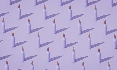 flat lay style background of lilac bullets on same color background.