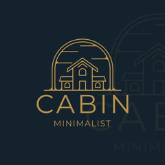 cabin or cottage line art simple logo vector illustration template icon graphic design. camp or camping sign and symbol with minimalist badge style