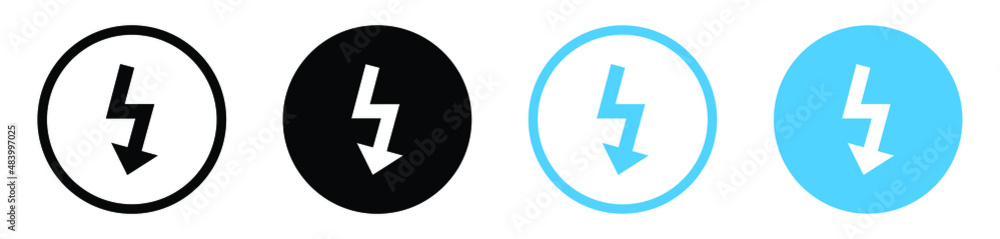 Poster flash thunder power icon, Lightning bolt icon with thunder bolt - Electric power icon symbol in thin line, outline and stroke style for apps and website	
