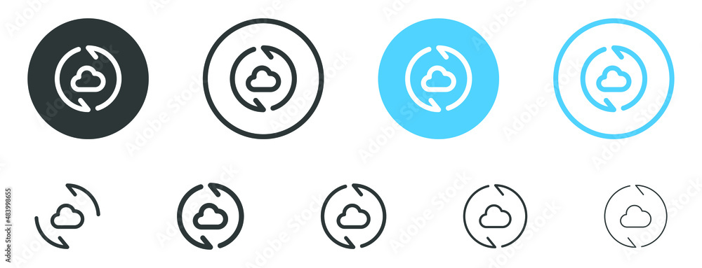 Aufkleber Cloud sync icon data storage refresh with arrows . file hosting cloud icons