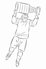 illustration ice hockey player, vector drawing