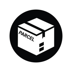 Business, package, box, parcel icon. Black vector sketch.