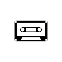Magnetic Retro Audio Music Cassette Tape. Flat Vector Icon illustration. Simple black symbol on white background. Retro Audio Music Cassette Tape sign design template for web and mobile UI element.