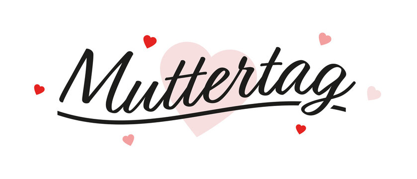 Muttertag - Herzicons und Text. Wei&szlig;er Hintergrund.