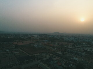 Fototapeta na wymiar Aerial Photography of Sunset in Apo Resettlement Abuja