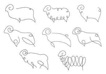 One line sheep design silhouette. Logo design. Hand drawn minimalism style vector illustration.