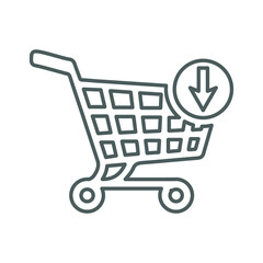 Buy, basket, shop, shopping outline icon. Line art sketch.