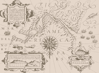 Old antique world map. Vintage style wallpaper