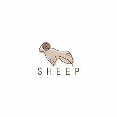 One line sheep design silhouette. Logo design. Hand drawn minimalism style vector illustration.