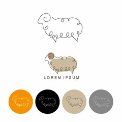 One line sheep design silhouette. Logo design. Hand drawn minimalism style vector illustration.
