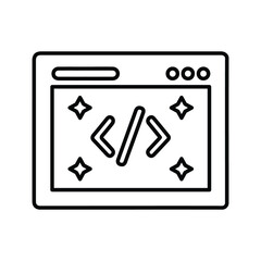 Clean, coding, code outline icon. Line vector design.