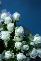 Bouquet of flowers on a blue background