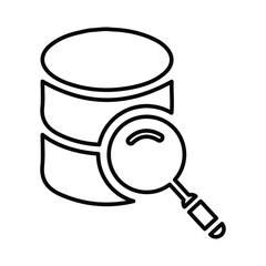 Database, search outline icon. Line art sketch.