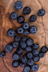 Juicy and fresh blueberries on a rustic table. Blueberry Antioxidant. Healthy and nutrition concept