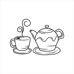 Vector illustration of teapot and cup