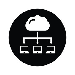 Cloud, network, sharing icon. Black vector sketch.