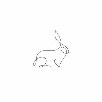 Vecteur Stock Minimalistic One Line running Rabbit Icon. Line drawing rabbit  tattoo, Vector Illustration. Free single line drawing of jumping rabbit.  Farm animals one line hand drawing continuous art print | Adobe