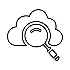 Cloud, search outline icon. Line vector design.
