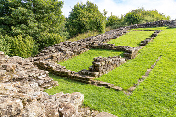 The remains of Milecastle 48 (Poltross Burn) on Hadrian's Wall near Gilsland, Cumbria UK