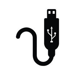 C, connector, type, usb icon. Black vector graphics.