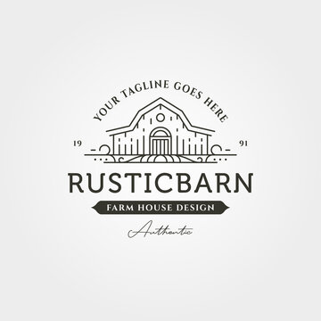 barn logo line art vintage vector symbol illustration design