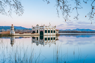 Sunrise at the beautiful lake (Estany de Banyoles, Catalonia, Spain)