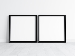 two black square frames mockup, poster mockup, print mockup, 3d render