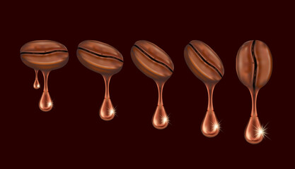 Coffee beans, Water is drop from the coffee beans.