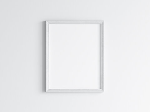 White frame on the wall, poster mockup, 3d render