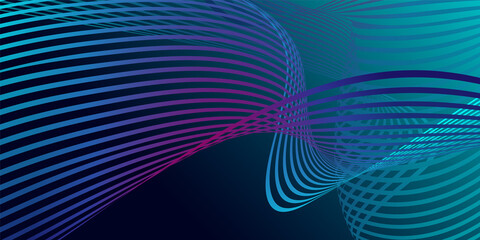 Wavy lines or ribbons. Multicolored striped gradient. Creative unusual background with abstract gradient wave lines for creating trendy banner, poster. Vector eps