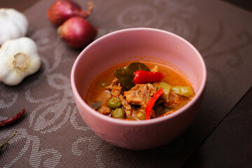 Panang Curry With Pork. Thai food that is popular among families and is a popular street food food that Thai people like.