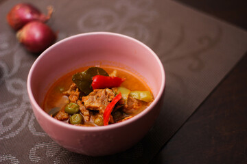 Panang Curry With Pork. Thai food that is popular among families and is a popular street food food that Thai people like.