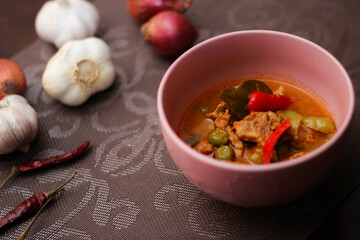 Panang Curry With Pork. Thai food that is popular among families and is a popular street food food that Thai people like.