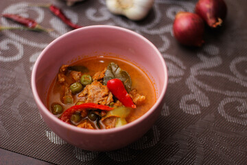 Panang Curry With Pork. Thai food that is popular among families and is a popular street food food that Thai people like.